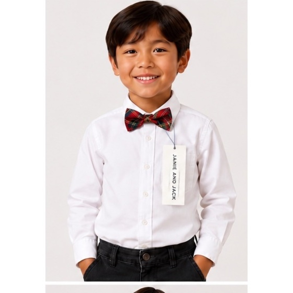 Janie and Jack Boys Tartan Plaid Bow Tie Red Multi Holiday Size 6 and up NWT - Picture 5 of 11